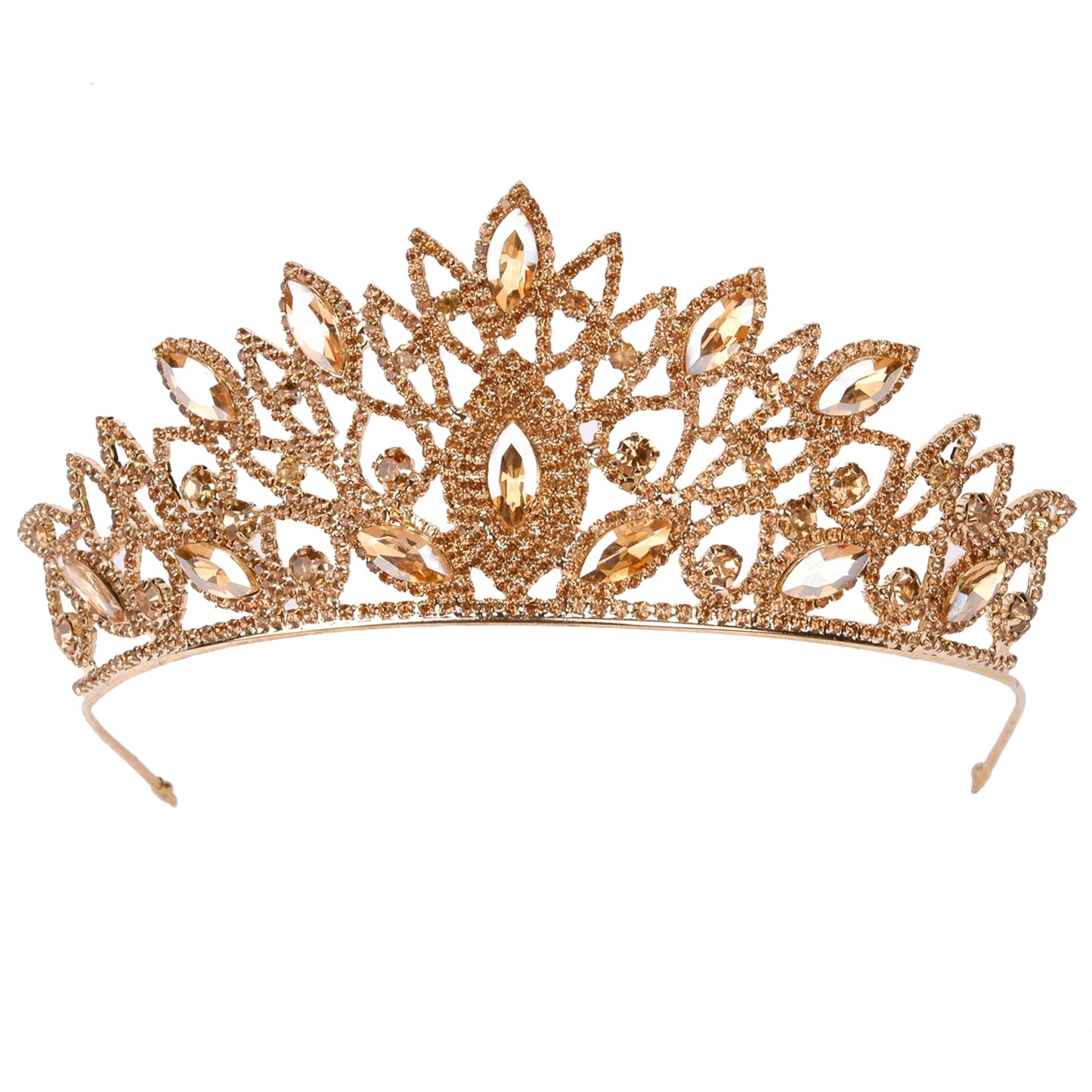 LIMELIA Women's Tiara - Crown for Henna Wedding Party | Glitter Hair Accessories for Bridal Birthday Pageant Prom Halloween Cos-play Costume Christmas Party| Traditional Crystal - Honey