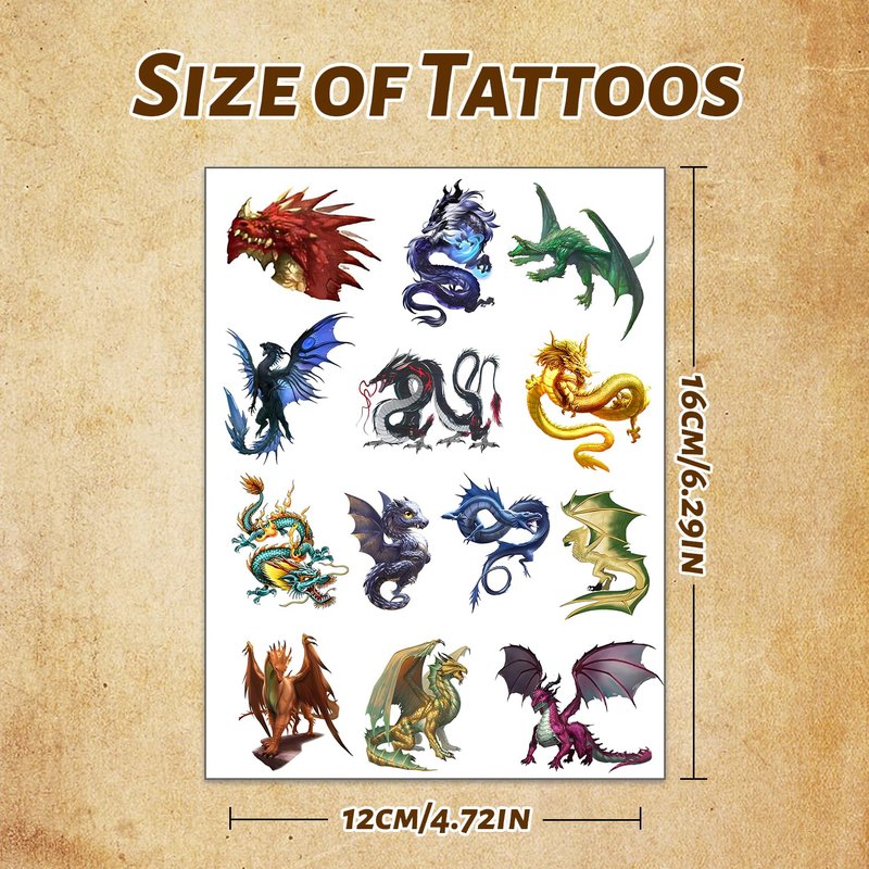 Dragon Temporary Tattoos - 300+ Fun Party Favors for Kids & Adults | Birthday Decorations & Goodie Bag Fillers