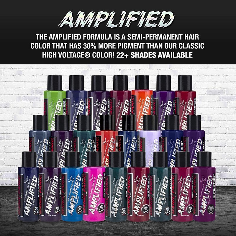 MANIC PANIC Ultra Violet Hair Color - Amplified - (2PK) Semi Permanent Hair Dye - Cool Blue Toned Violet Color - Vegan, PPD & Ammonia Free - For Coloring Hair on Men & Women