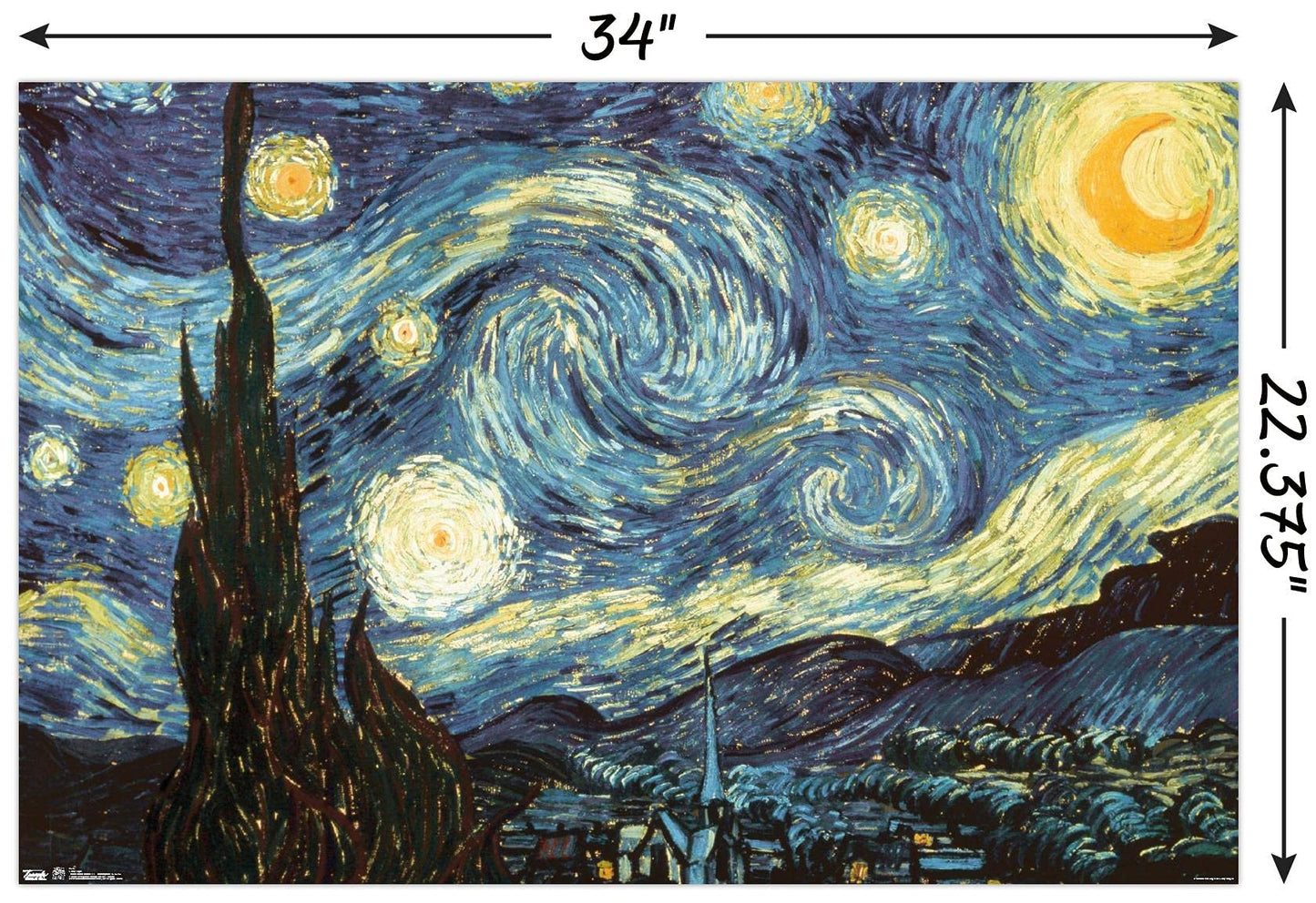 Trends International The Starry Night by Vincent van Gogh Wall Poster, 22.375" x 34", Unframed Version