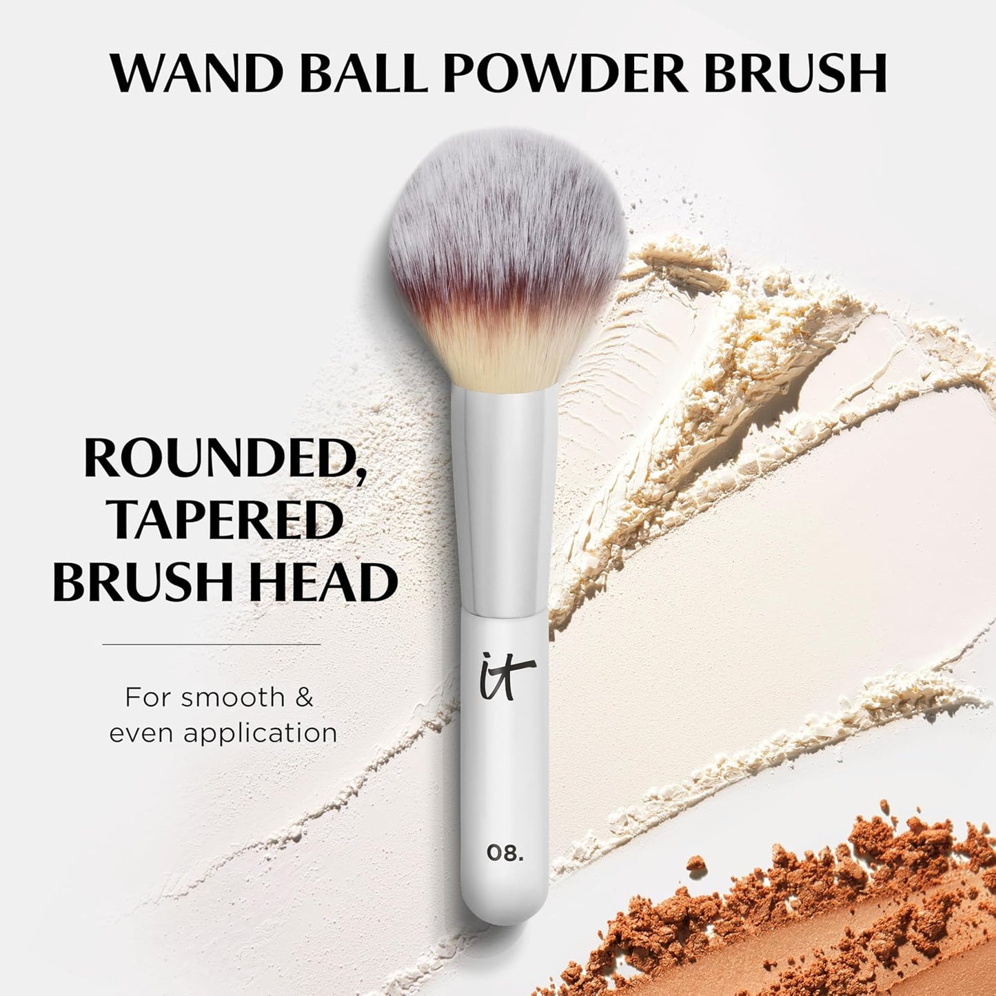 Heavenly Luxe Wand Ball Powder Brush #8 - Flawless Face Powder Application - Soft, Poreless Bristles