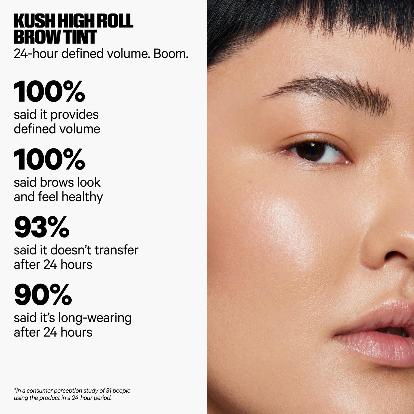 Milk Makeup KUSH High Roll Defining + Volumizing Brow Tint – Tubing Brow Gel Shapes, Volumizes + Sets Eyebrows Up to 24 Hours – Water Resistant, Smudge-Proof, Clean – Grind (Dark Brown), 0.16oz