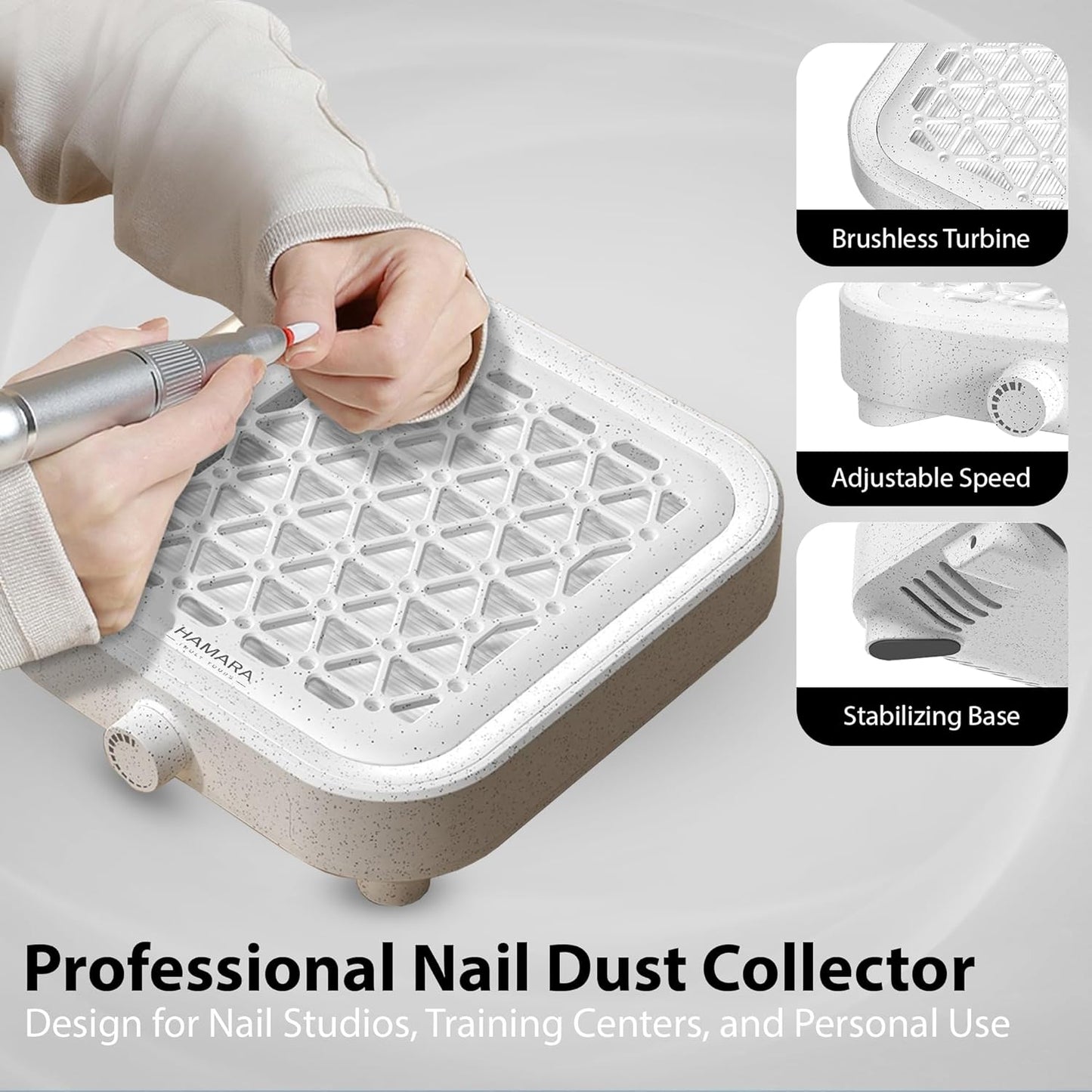 Nail Dust Collector - Quiet & Powerful 8000 RPM Suction for Home & Salon | Compact Design with Reusable Filter