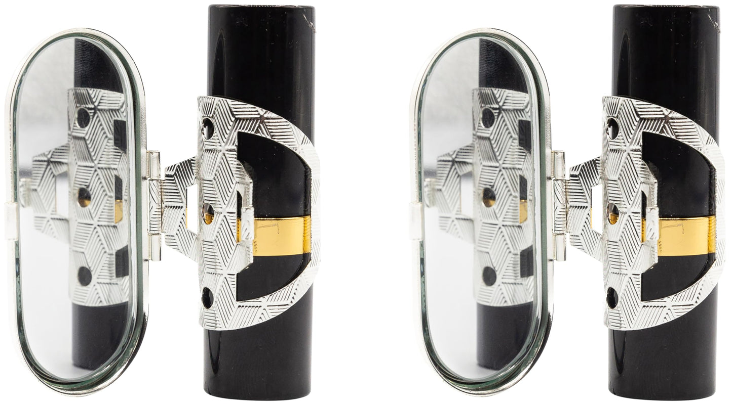 Stephanie Imports Set of 2 Clip-On Round Lipstick Mirrors (Retro Color Bend)