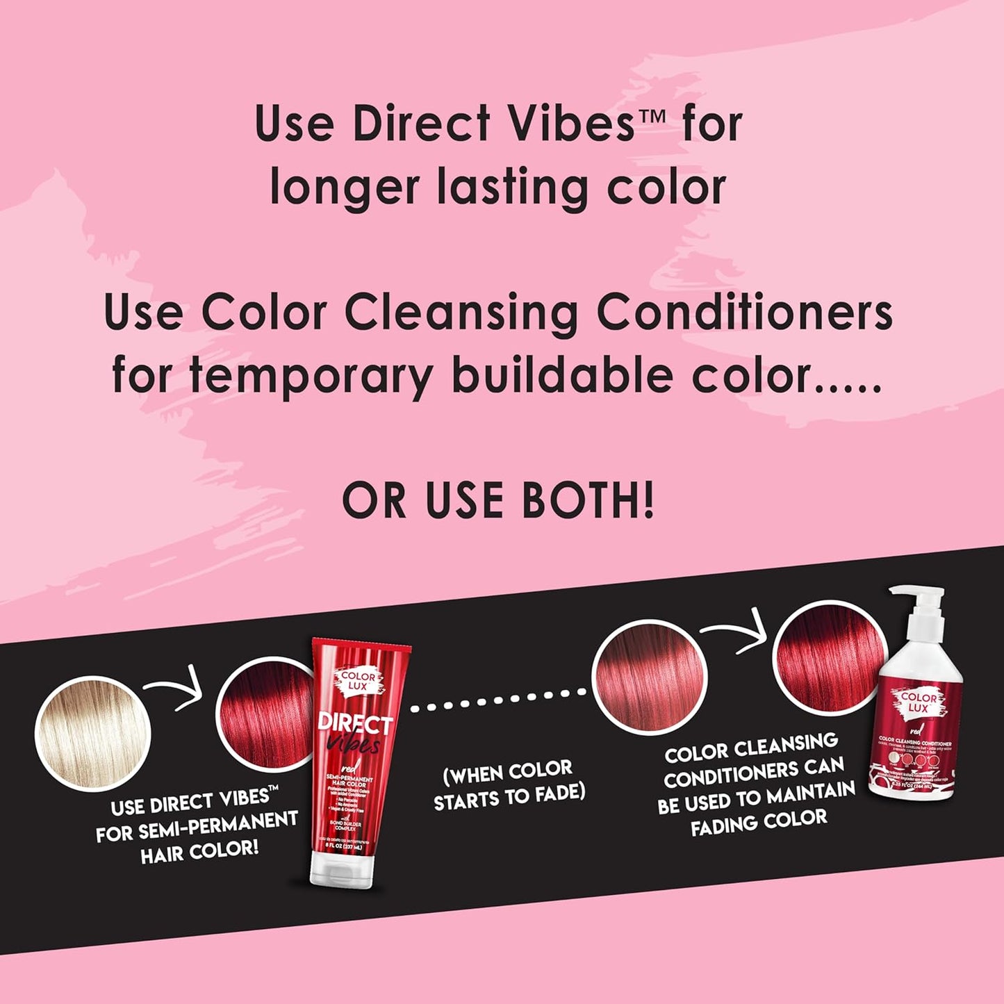 Vibrant Red Semi-Permanent Hair Color - Long-Lasting, Ammonia-Free & Vegan | 8 fl oz (Pack of 2)
