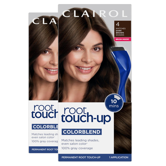 Clairol Root Touch-Up by Nice'n Easy Permanent Hair Dye, 4 Dark Brown Hair Color | 100% Gray Coverage | Easy Brush Application | Matches Professional Salon Shades | Pack of 2