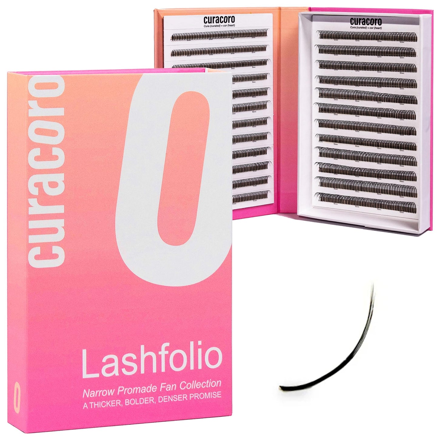 Curacoro LashFolio Wet Promade Fans, Handmade Volume Eyelashes, 5D To 10D, C CC D Curl, 0.03~0.07 mm, 8-13mm Mix Length, Professional Long-Lasting Promade Lash Fans (5D-0.07 D 8mm-13mm)