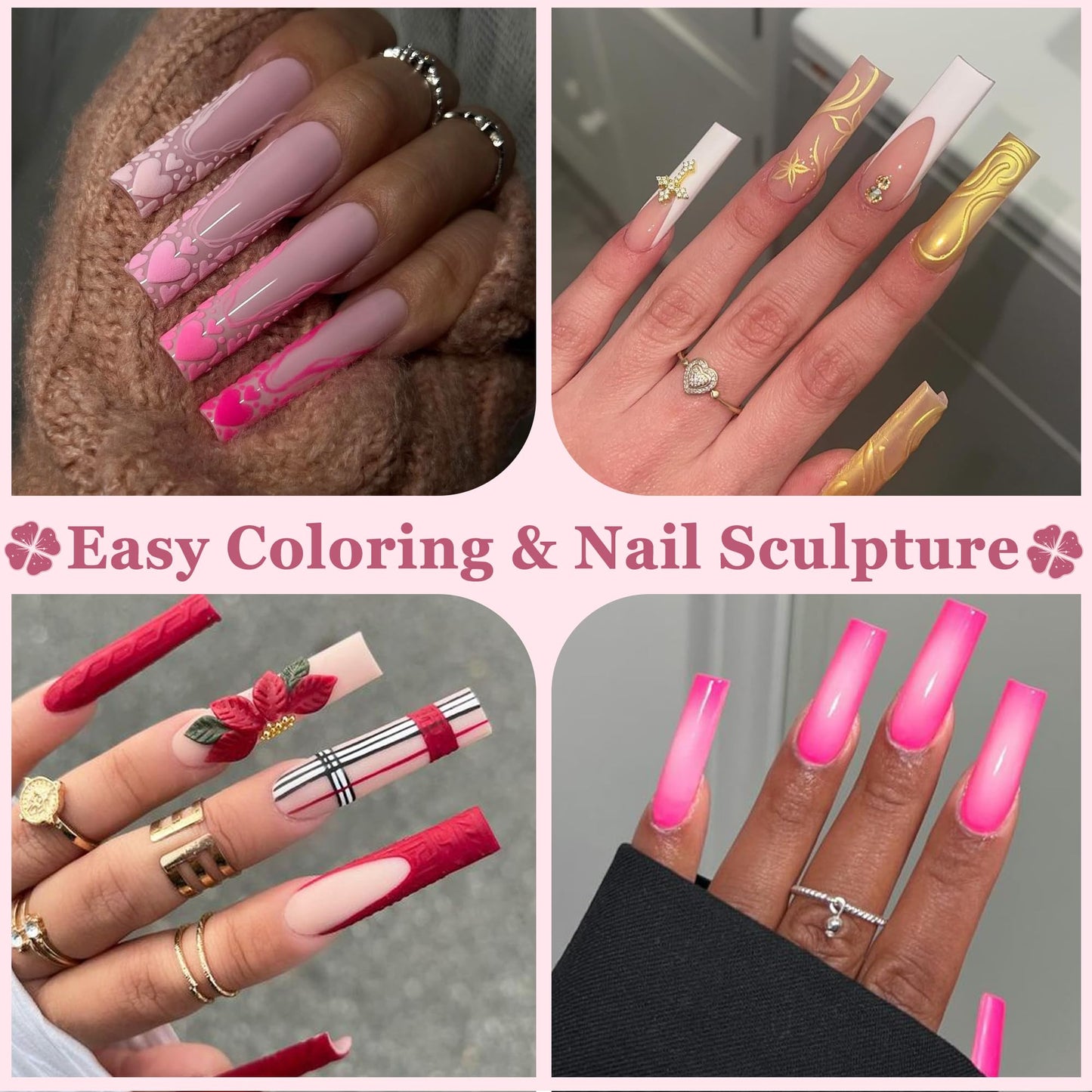 Luckyfairy XXL No C Curve Square Flat Nail Tips, 240pcs Extra Long Straight Tapered Acrylic Gel Fake Nails, Matte Full Cover Clear Press on for Extension Manicure Home DIY 12 Sizes Gelly Tips