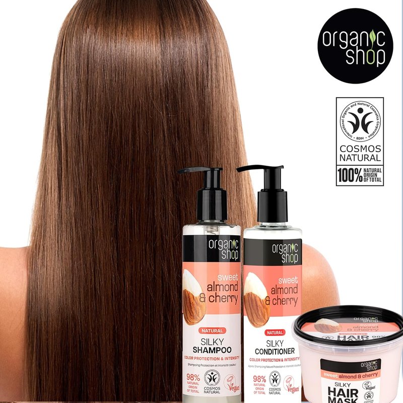 Organic Almond Oil & Cherry Shampoo | Color Protection & Hydration, 9.5 Fl Oz - 100% Vegan & Organic