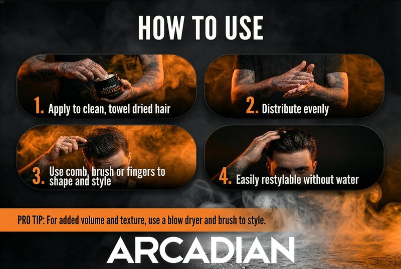 Arcadian Grooming Clay Pomade for Men – Vegan Matte Finish, Strong High Hold, 4oz