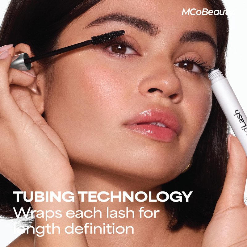 MCoBeauty XtendLash Tubing Mascara - Black - Tubular Lengthening, Volume & Curl - High Definition Lashes - Smudge Proof Water Resistant - Flake Free Glossy Buildable Eye Makeup - Vegan & Cruelty Free