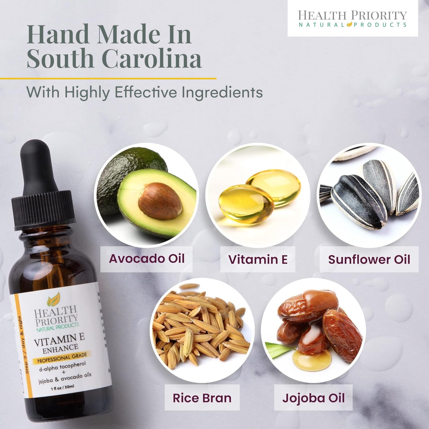 Health Priority Naturals|Organic Vitamin E Oil for Skin/Scars - 30,000 IU, 1 Fl Oz - Handmade in South Carolina, Non-GMO, Gluten/Cruelty Free, Vegan - Lavender Scented
