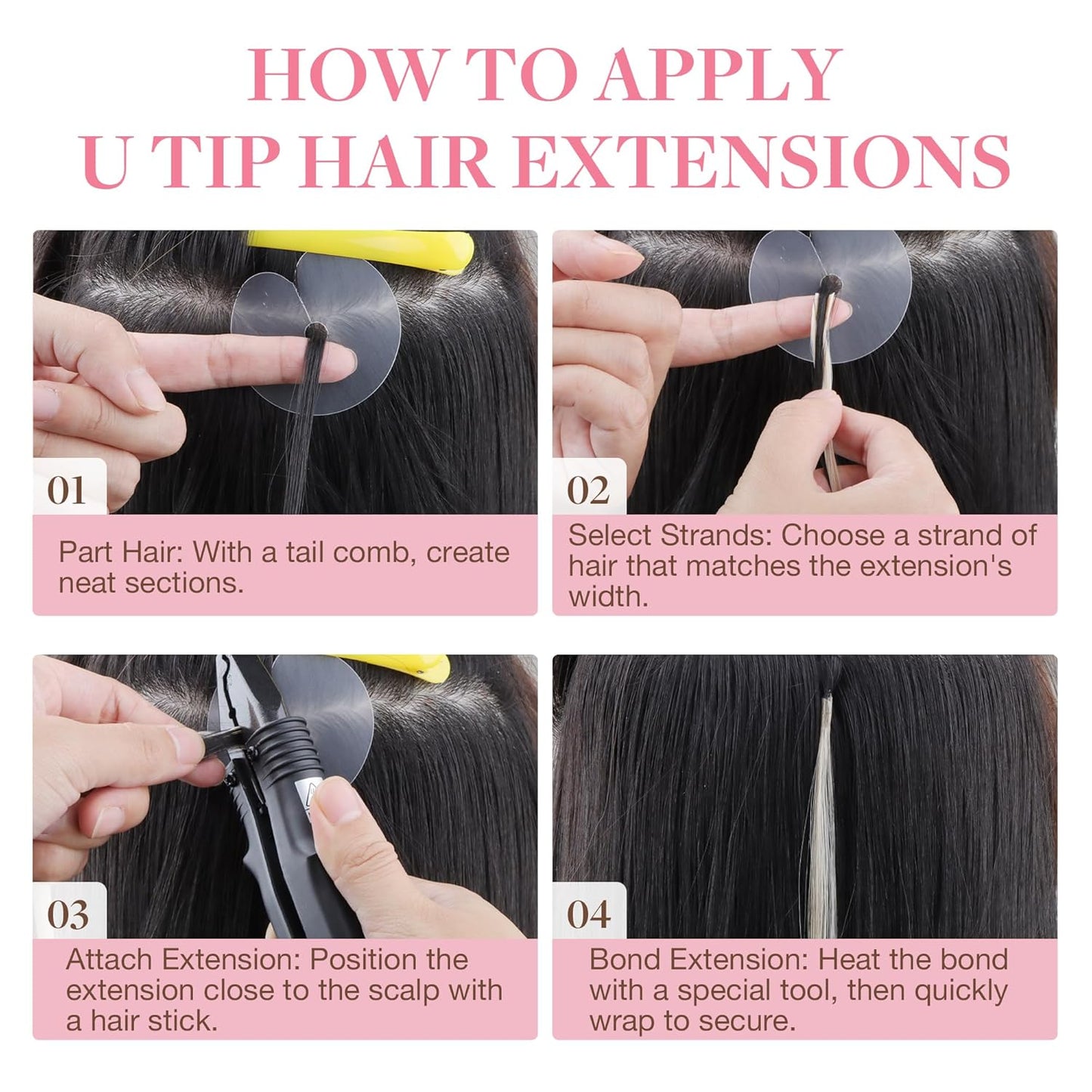 U Tip Hair Extensions - Real Human Hair, 14in 50g, Hot Fusion | Invisible Remy, Dark Blonde Highlighted Bleach Blonde