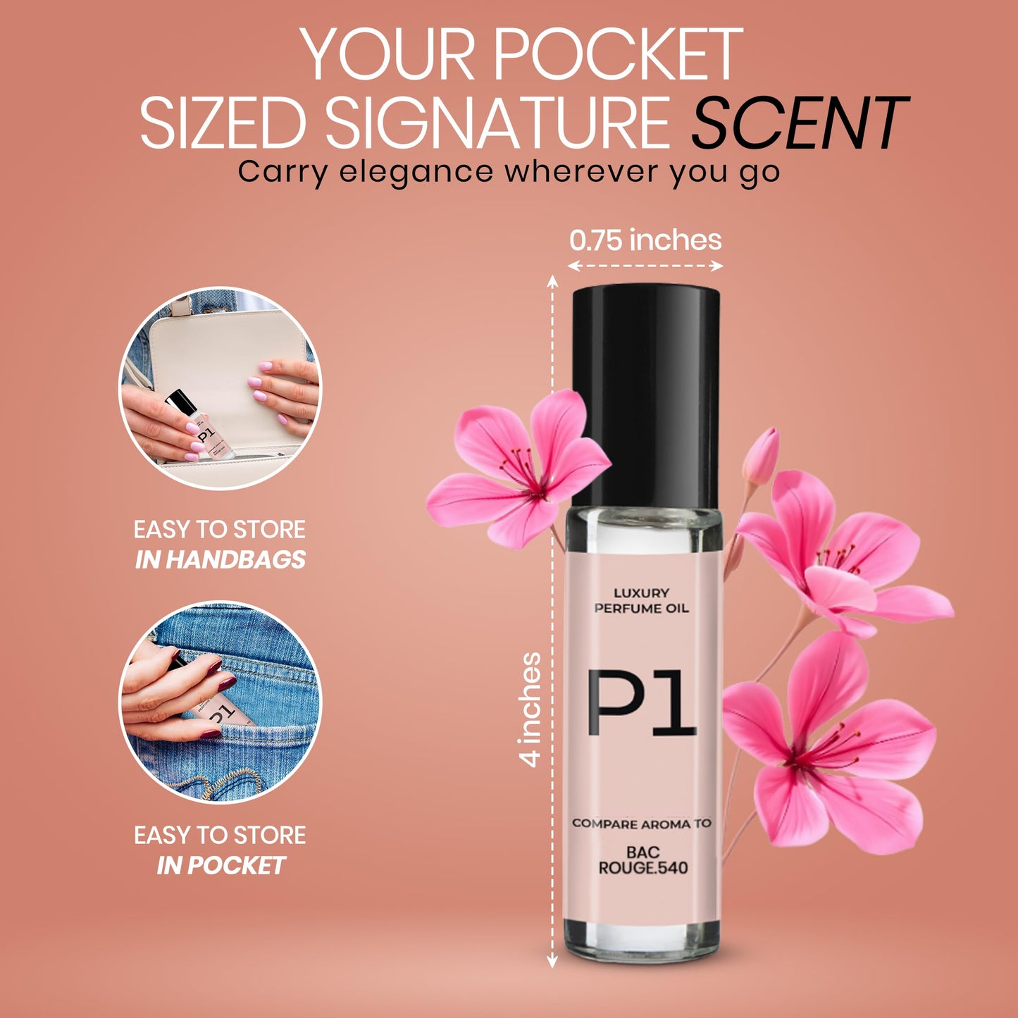 PICNTELL P Series Impression Perfumes for Women – Travel Friendly Roll-on Perfume Oils Based on Iconic Designer & Luxury Scents, Long-Lasting Women’s Fragrances (1 - Pack, (P1))