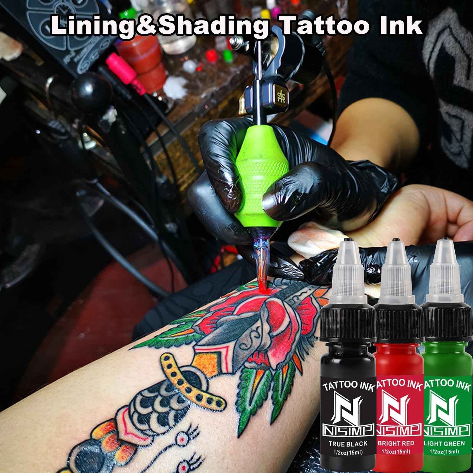 NISIMP Ink Color Pigment Set-Vegan Friendly,1/2oz 15ml 7 Colors Ink Kit Set