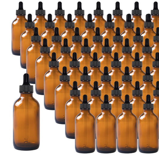 Easeen 48 Pack 4oz Amber Glass Dropper Bottles, Eye Dropper Bottles with Glass Droppers for Essential Oils, Perfumes(120ml, Amber)