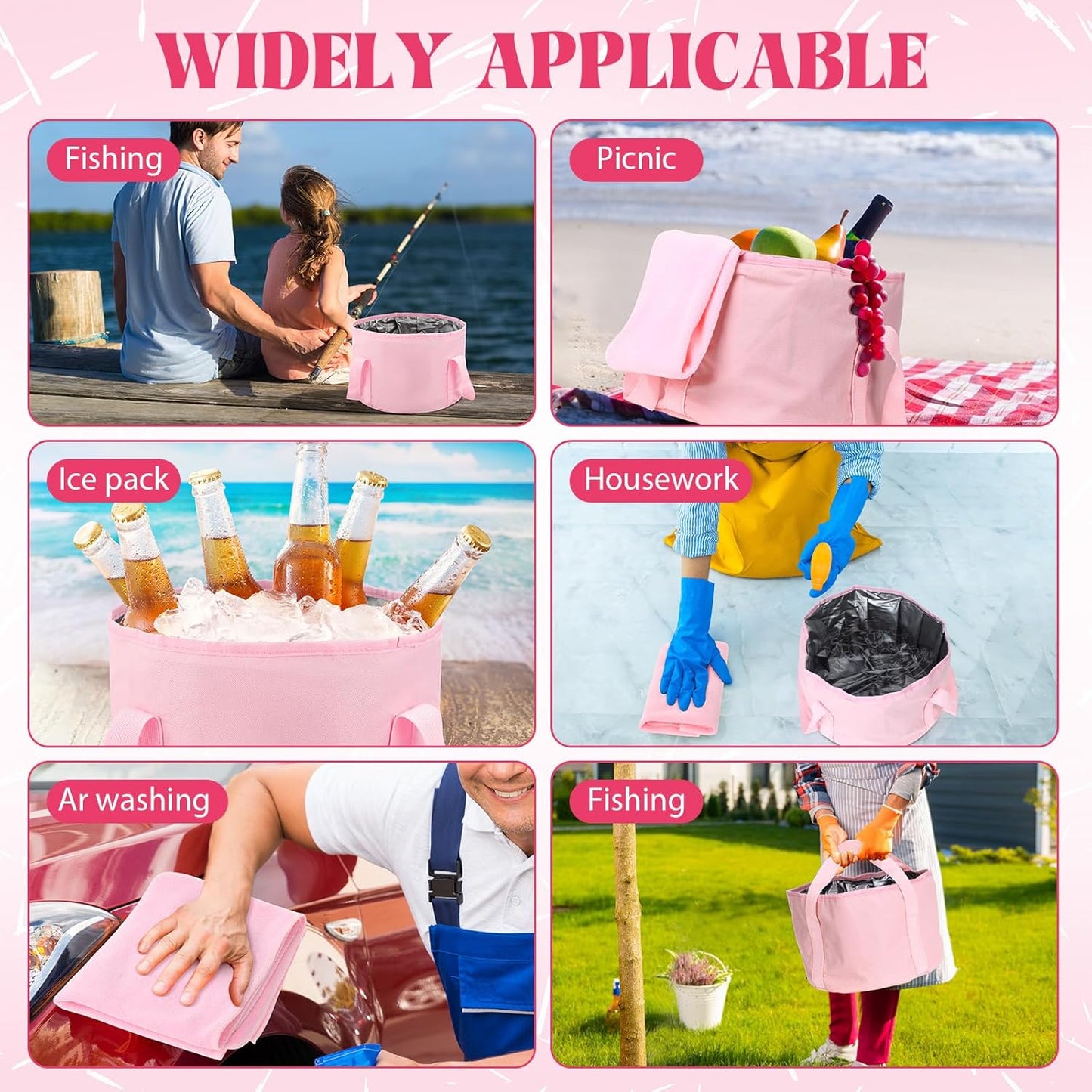 FillTouch Pink Foldable Foot Bath Kit - 15L Soaking Tub, Collapsible Towels & Slippers for Spa Parties | Portable Pedicure Set