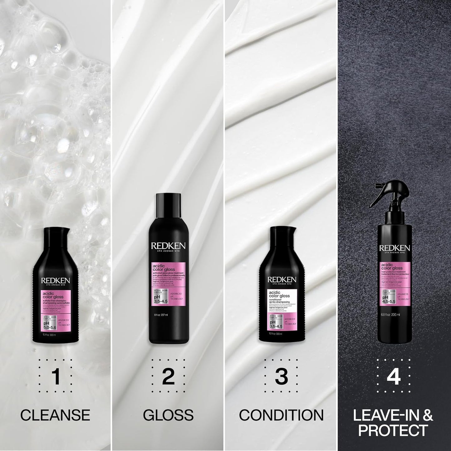 Redken Acidic Color Gloss Shampoo & Conditioner Set | Protects Color-Treated Hair with Citric Acid & Apricot Oil
