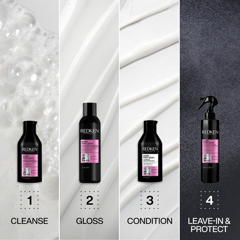 Redken Acidic Color Gloss Sulfate-Free Shampoo, Conditioner, and Glossing Treatment Set For Color-Treated Hair - Preserves Vibrancy and Extends Shine With Citric Acid & Apricot Oil