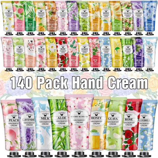 VESPRO 140 Pack Hand Cream Gifts Set, Bulk Gifts for Women, Hand Lotion Travel Size for Dry Cracked Hands, Mini Hand Cream for Teacher Appreciation Gifts, Thank You Gifts and Bridesmaid Gifts
