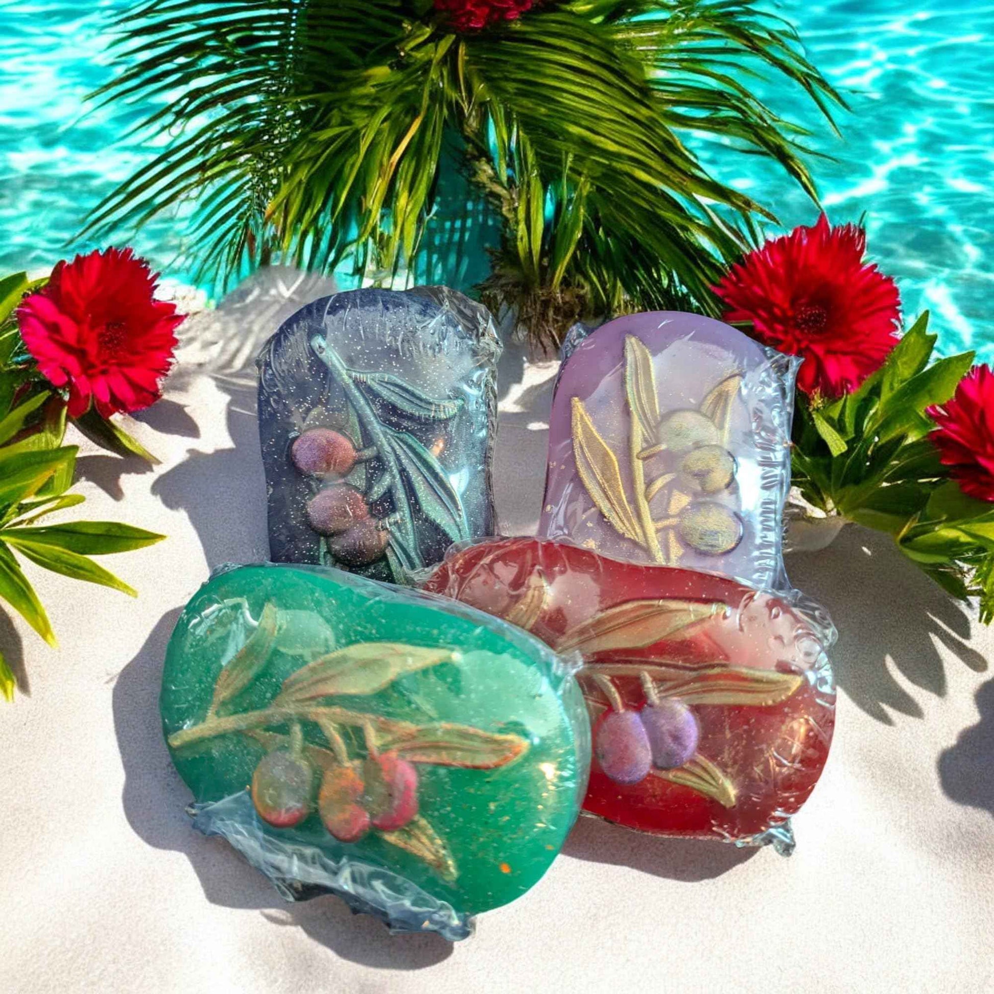 Aloe Glycerin Berry Sprig Soap | Set of 4-2.75oz bars | Nourishing Soap | Handmade Soap | Unique art