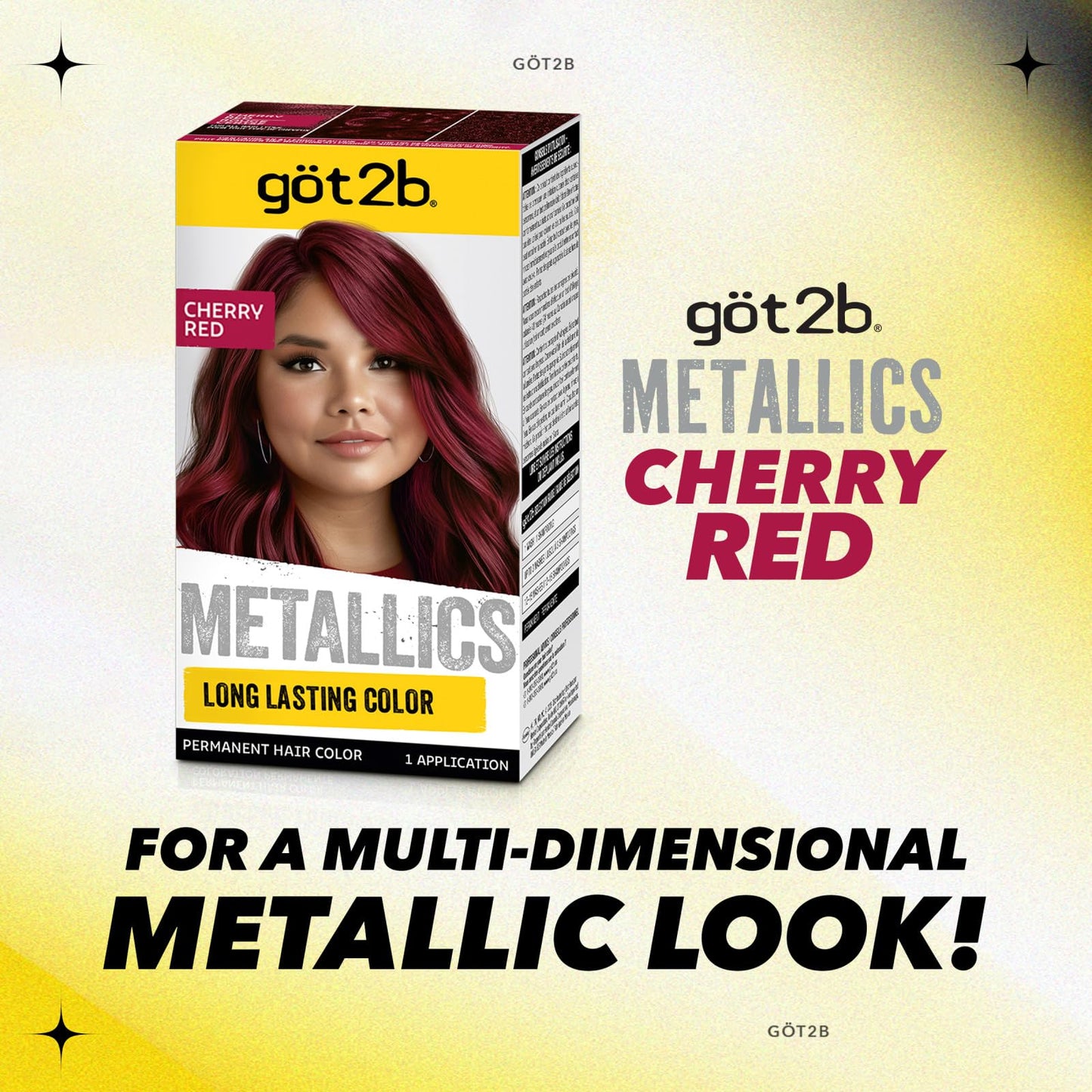 got2b Metallics Permanent Hair Dye, Cherry Red M70, Hair Color for Women & Men, Formulated with Metallic-Shine Booster for Cool, Shimmering Tones, Lasts Up to 30 Washes, 1 Kit