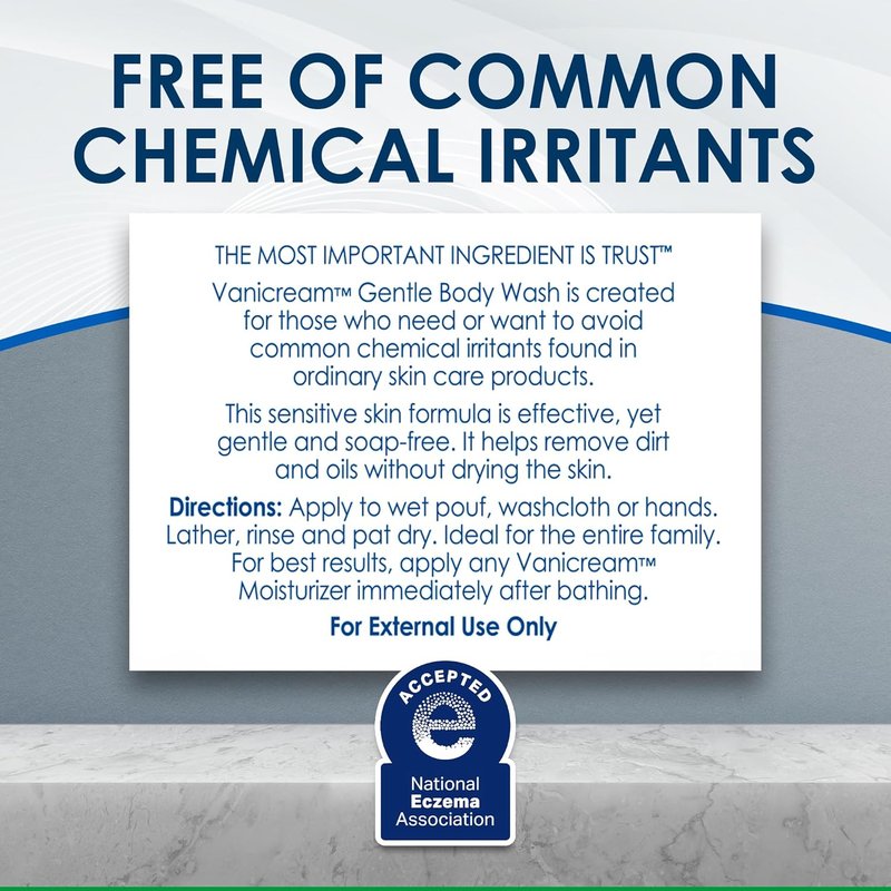 Vanicream Gentle Body Wash - Sensitive Skin Formula | 12 fl oz - No Common Irritants