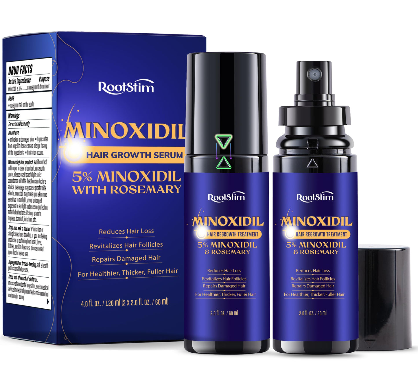 Minoxidil 5% Hair Growth Spray for Men and Women, 2-Pack