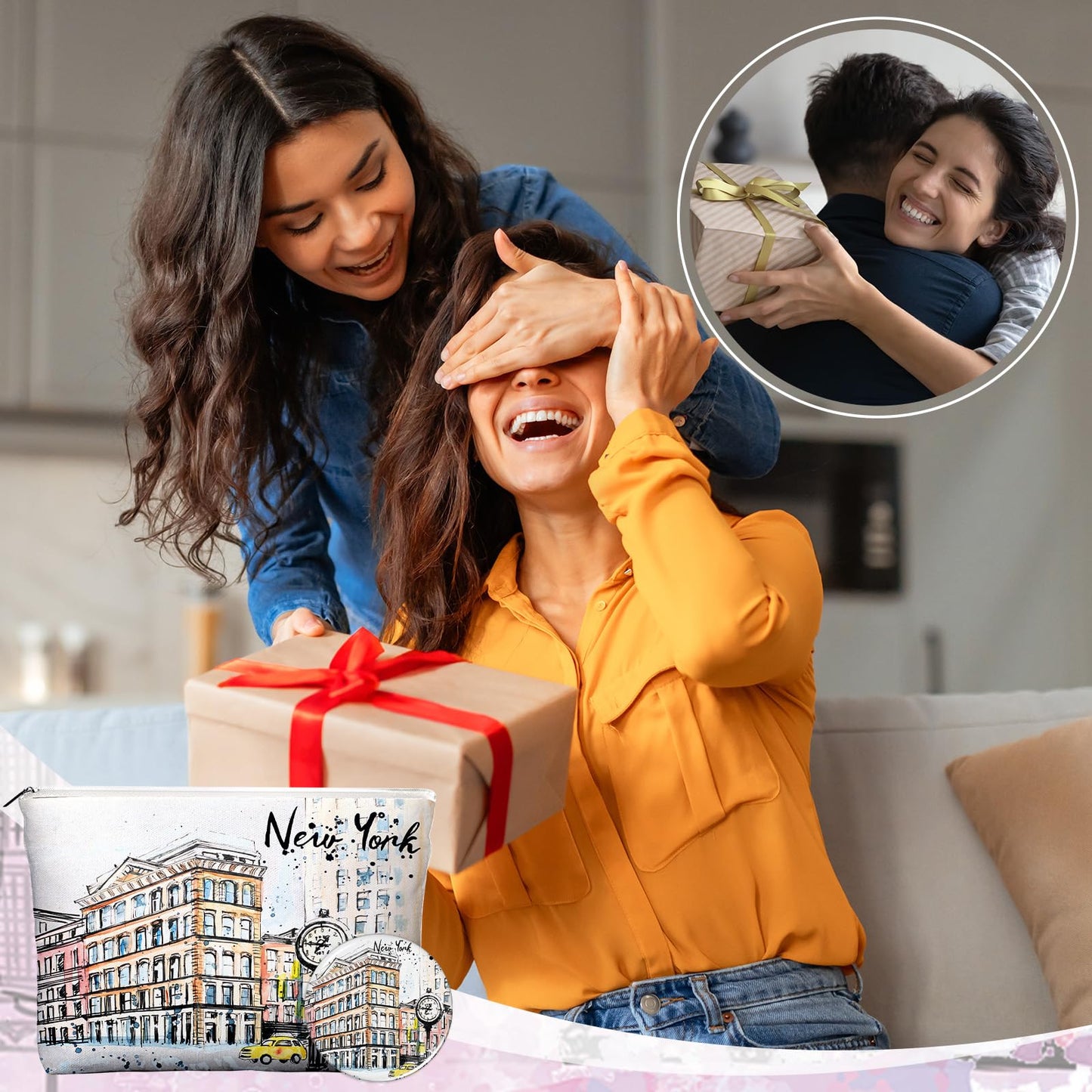 Bulyoou 18 Set New York Souvenirs Gifts Bulk City Cosmetic Bag Nyc Makeup Mirrors Souvenirs from USA Women New York Makeup Bag Birthday Party Favors Trip Journey Gifts for Friend Sisters
