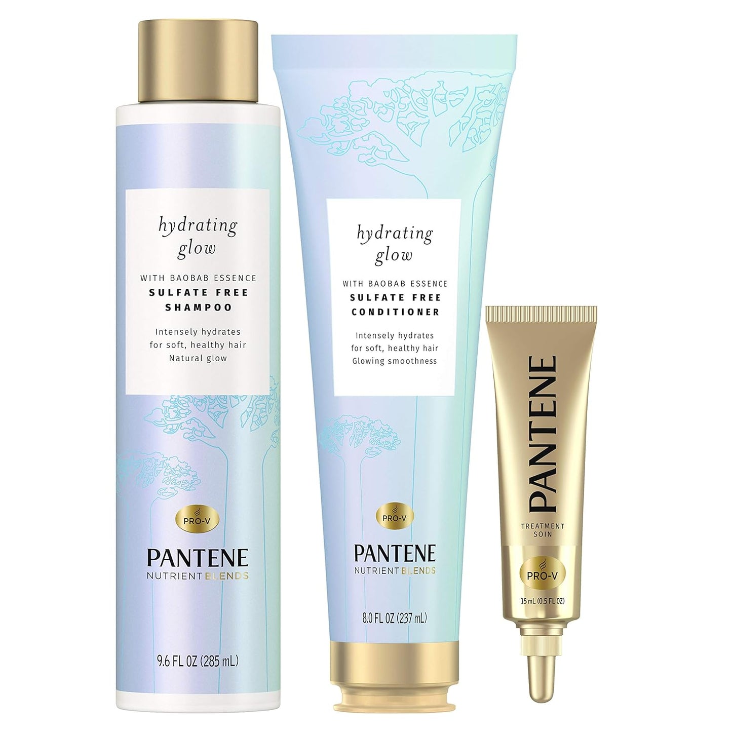 Pantene Shampoo, Conditioner & Hair Mask Treatment - Baobab Essence for Hydrating Glow | 3-Piece Set