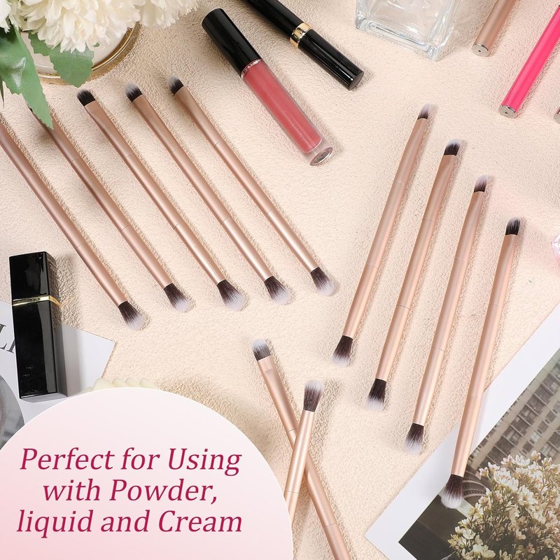 Bokon 50 Pcs Eyeshadow Smudge Brush Set - 2-in-1 Double-Ended Applicators for Blending Eye Shadow & Concealer | Soft Firm Pointed Tips