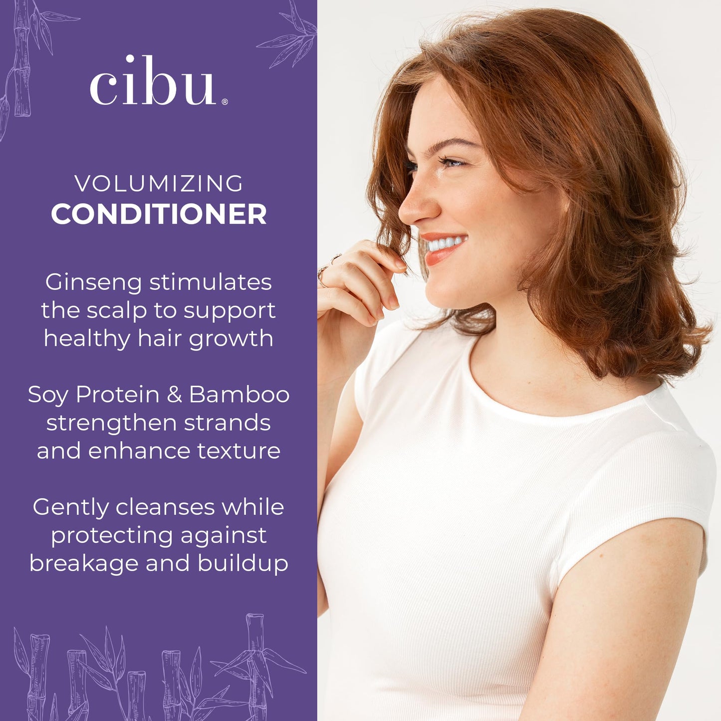 CIBU Volumizing Pre-Shampoo Conditioner - Volume Conditioner for Fine Hair - Anti Breakage - Nutrient Rich Ginseng Soy Protein Bamboo - 11.83oz
