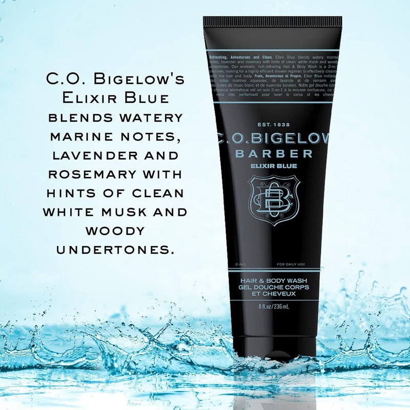 C.O. Bigelow Men's Lavender & Rosemary Shampoo & Body Wash - 8 Fl Oz Elixir Blue No. 1604