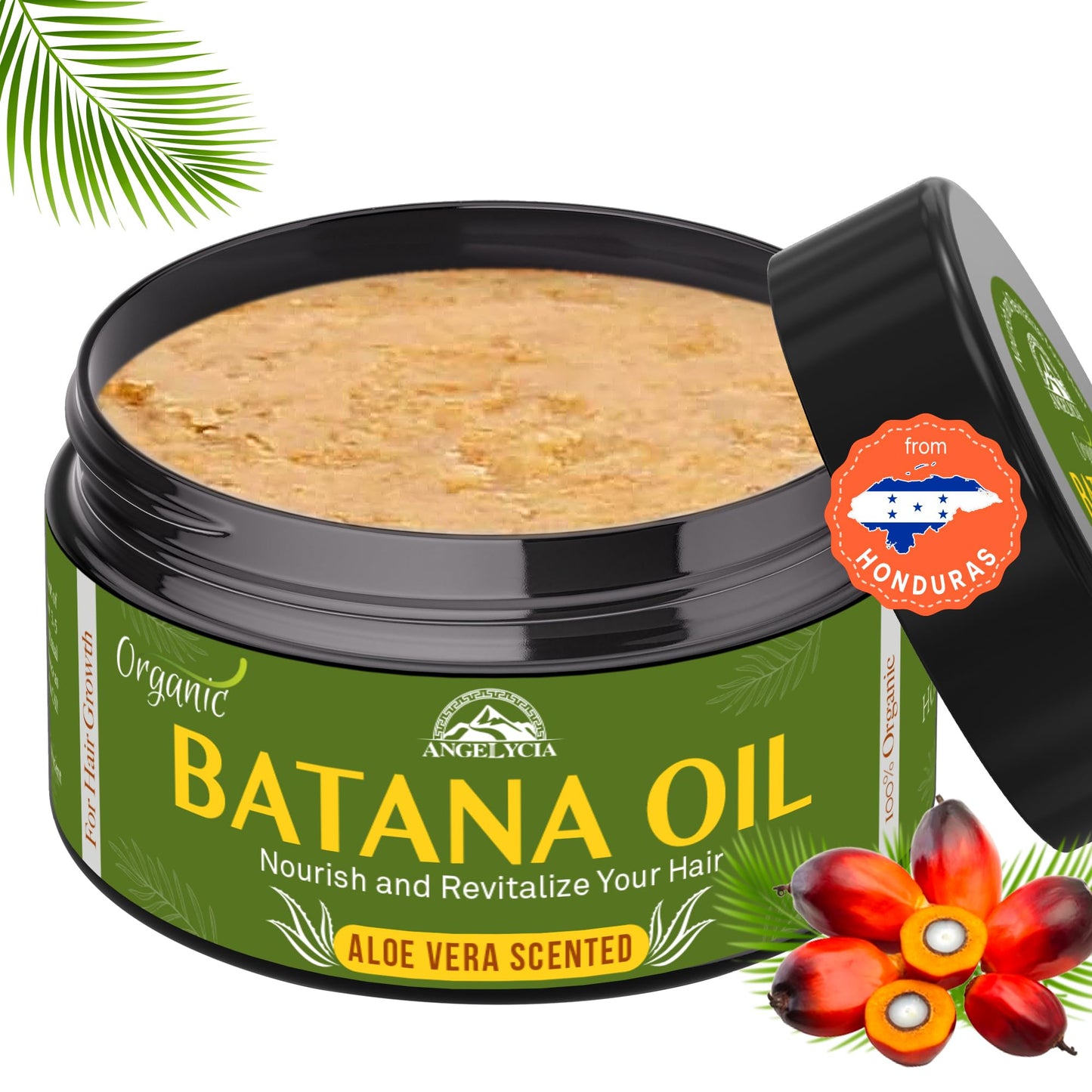 Raw Batana Oil for Hair Growth & Scalp Stimulator – 100% Pure Hair Oil from Honduras – Dr. Sebi Organic Paste – Natural Hair Growth Products for Thicker Edges, Breakage & Split Ends (16, Ounces)