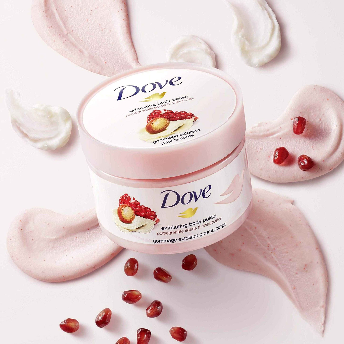 Dove Exfoliating Body Polish Scrub For Silky, Soft Skin Pomegranate & Shea Butter Body Scrub Exfoliates and Provides Lasting Nourishment 10.5 oz