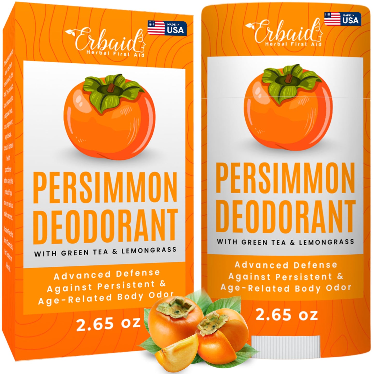 Persimmon Deodorant – All-Natural Whole Body Deodorant for Women and Men – Japanese Persimmon Extract Helps to Eliminate Body Odor and Old People Smell – Extra Strength, Aluminum Free, Long Lasting