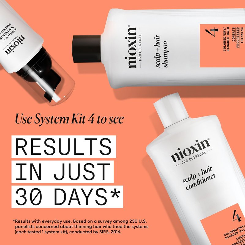 Nioxin System 4 Shampoo & Conditioner Prepack | For Color or Damaged Hair with Progressed Thinning | With Niacinamide and Biotin | Pumps Included | 33.8 Fl oz.