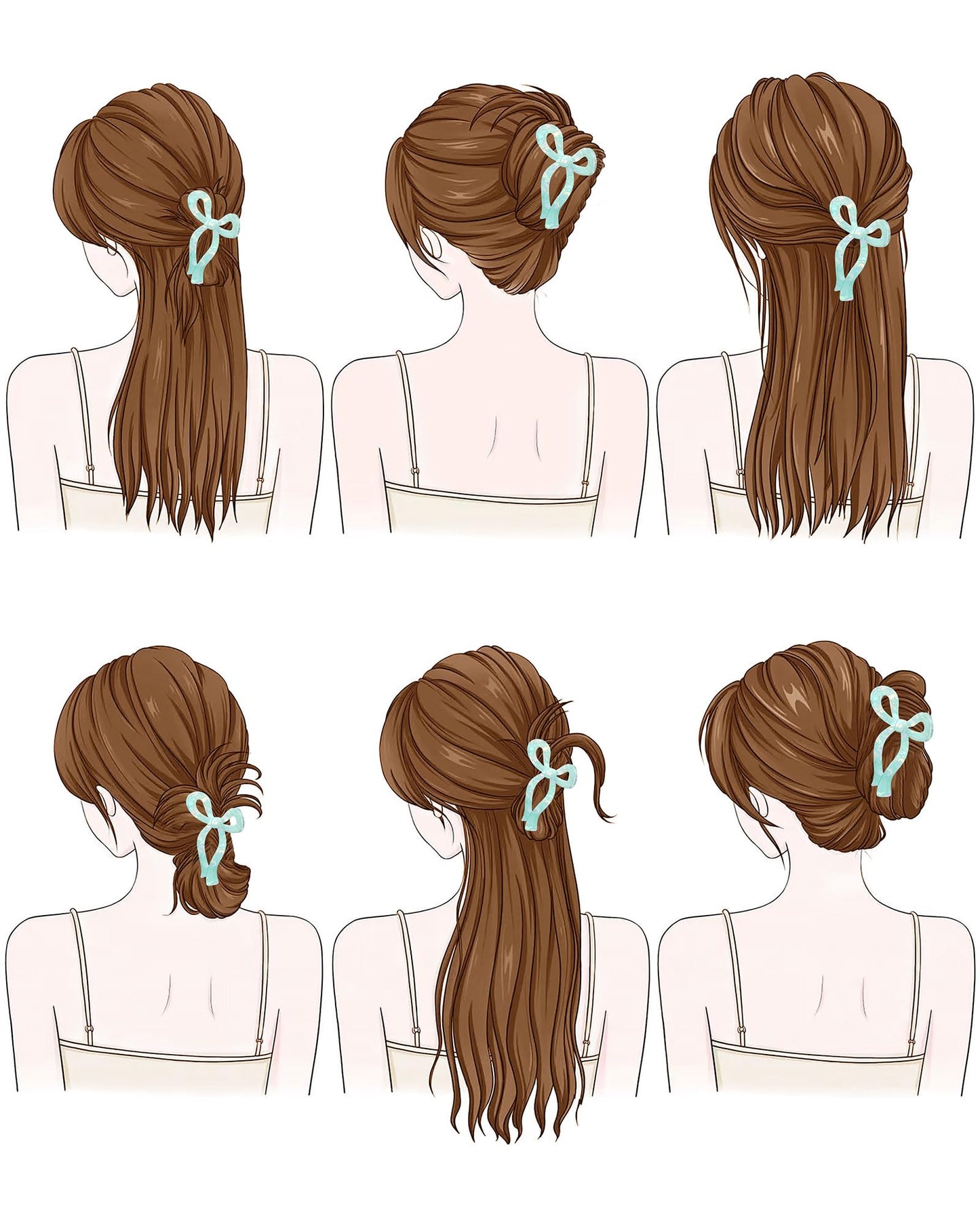 Mesovor Acrylic 4 Pack Elegant Bow Hair Claw Clips for Thin and Thick