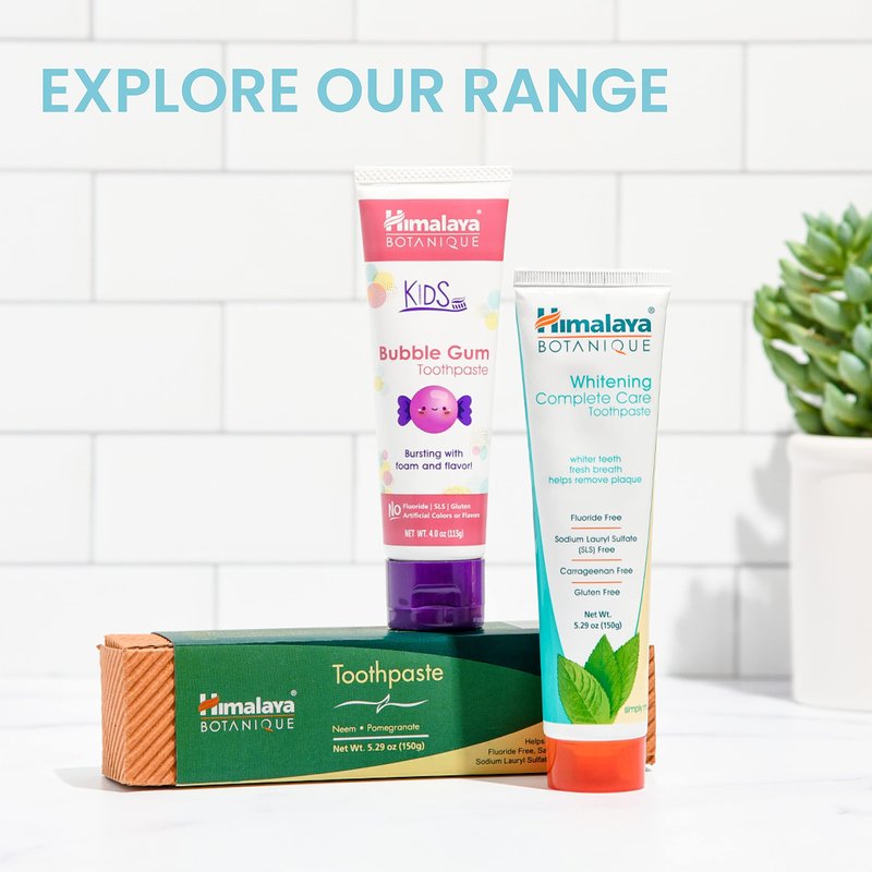 Himalaya Botanique Neem & Pomegranate Travel Toothpaste, Mint Flavor - Travel Size Fluoride Free Toothpaste Fights Plaque & for Fresh Breath - Vegan, Gluten Free, No SLS, 0.74 oz (Pack of 20)