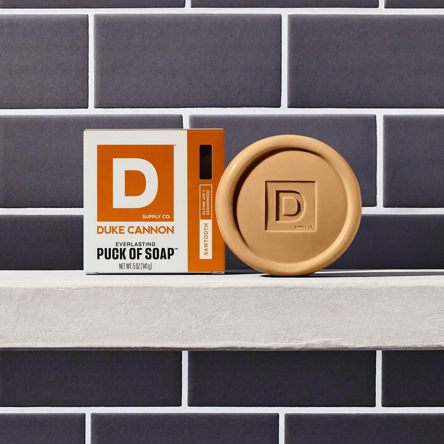 Duke Cannon Supply Co. Bar Soap Puck - Men's Rounded Bar Soap with Masculine Scents - Disc-Shaped Mens Soap - Hydrating & Deep Cleaning - All Skin Types - Sawtooth, 4 Pack - 5 oz