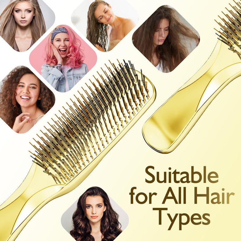Daily Gard Detangling Hair Brush, Dry and Wet Detangler Hair Brush for Women and Men, Massager Scalp Brush for Straight//Long/Fine Hair, Gold