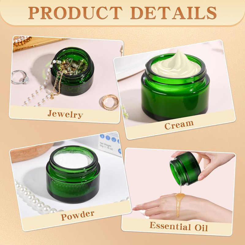 Eco-Friendly Glass Jars with Airtight Black Lids | Multi-Color Cosmetic Containers for Cream & Lotion (1oz)