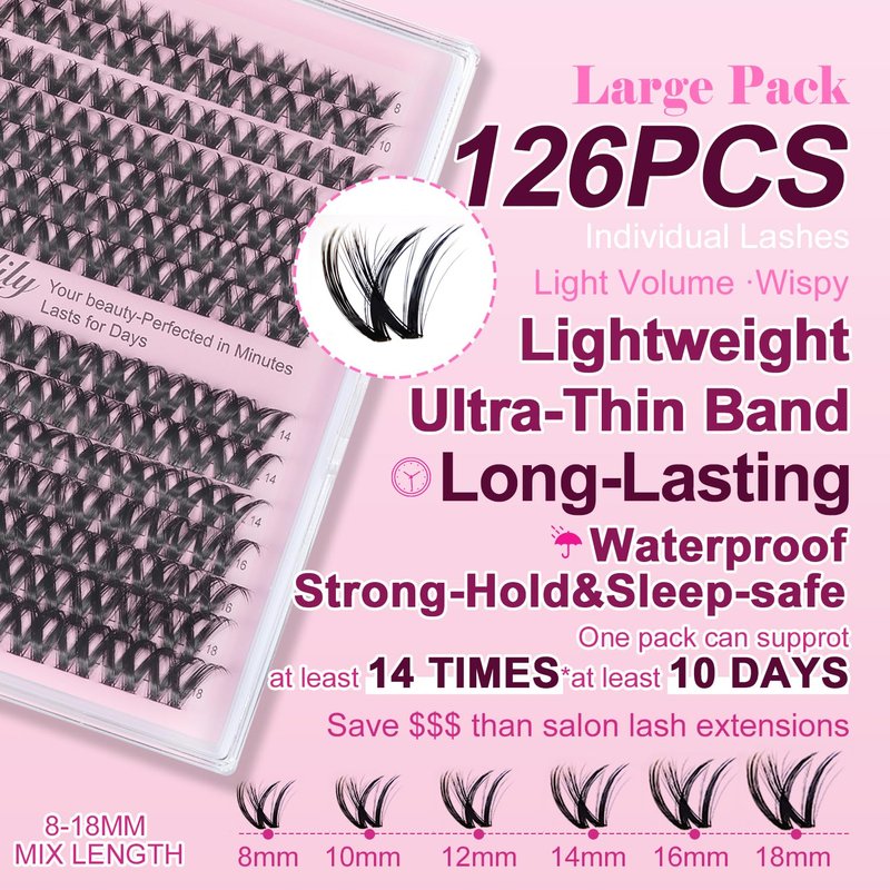 DIY Eyelash Extension Kit - Flicker Ultra Thin Band D Curl Individual Lashes | Waterproof & Long-Lasting Makeup