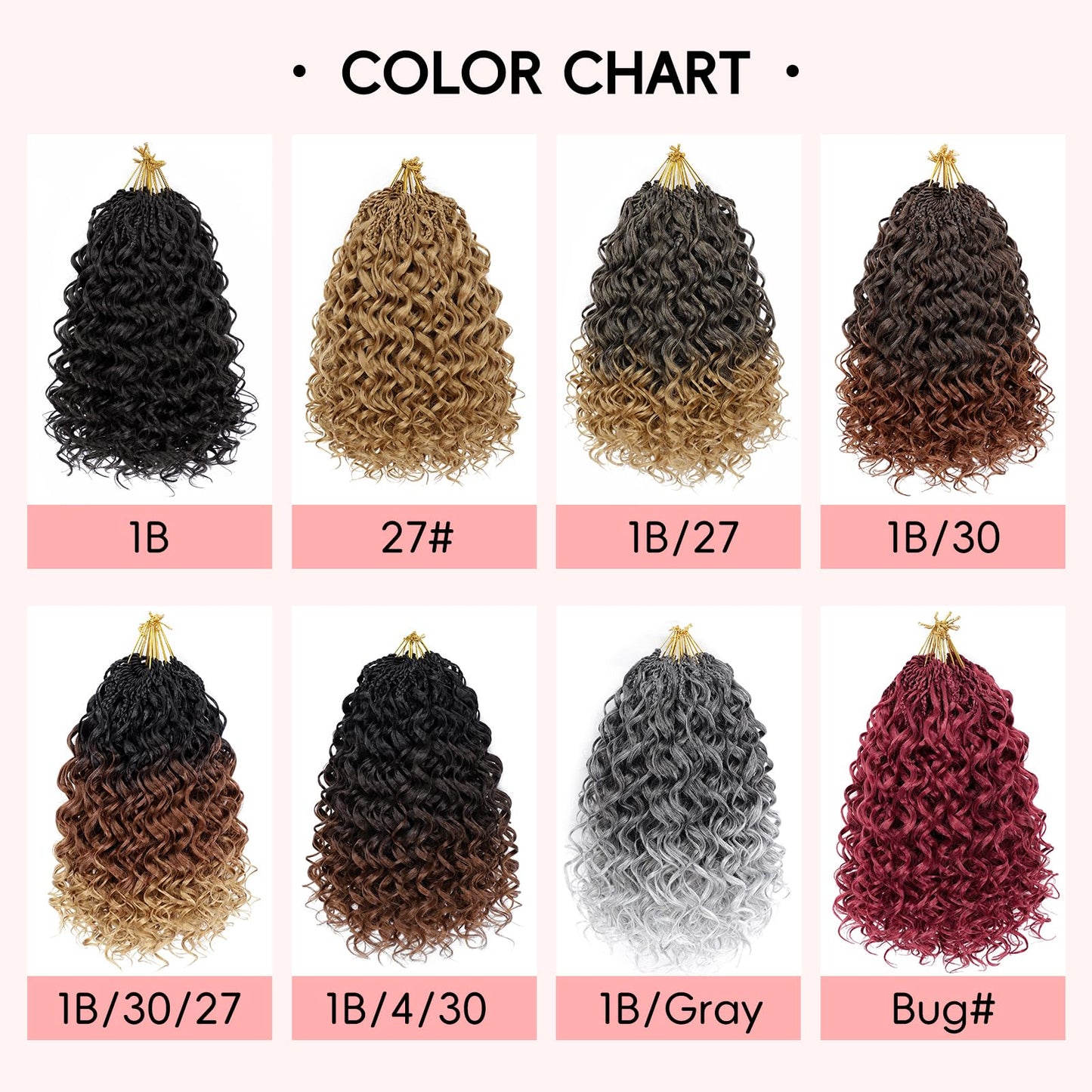 Aoisvk Pre looped GoGo Curl Crochet Hair 12 Inch 8pcs Curly Crochet Hair for Women Pre twisted Boho Box Braids with Curly Ends Water Wave Synthetic Hair Extensions Ombre Dark Brown to Brown 1B/4/30