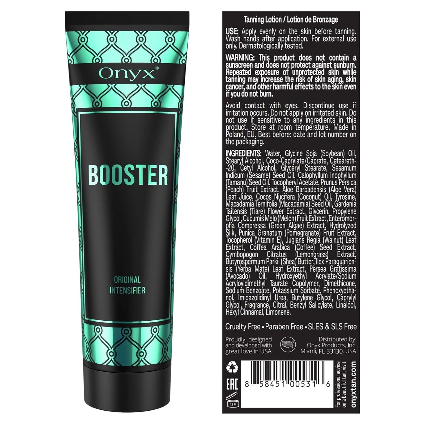 Onyx Tanning Bed Intensifier Lotion - Fast & Even Tan with Tattoo Protection | No Bronzer, Indoor Use