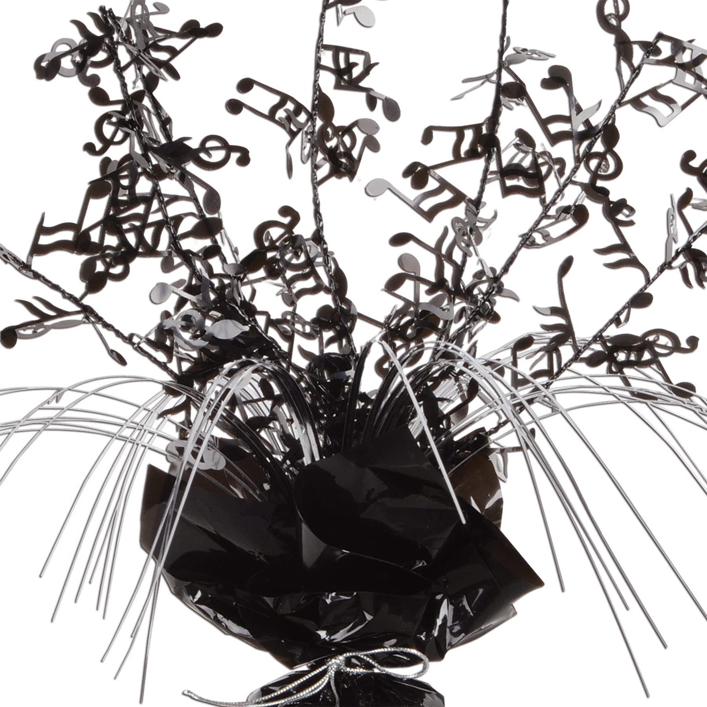 Beistle 2 Piece Musical Notes Table Centerpieces, Black Metallic Plastic Music Theme Party Supplies, Band and Orchestra Concert Decorations, 11"
