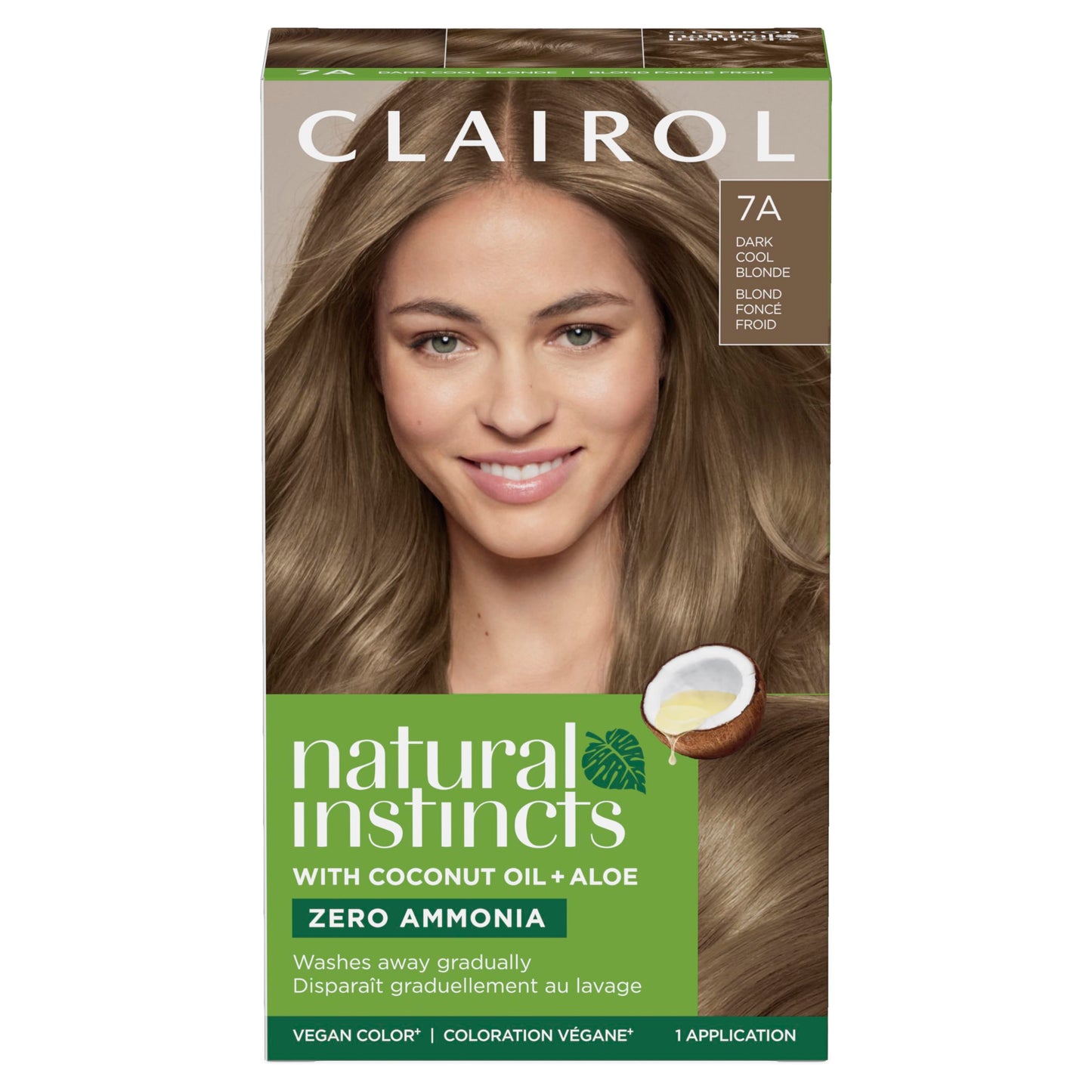 Clairol Natural Instincts Demi-Permanent Hair Dye, 7A Dark Cool Blonde | Ammonia‑Free, Vegan Hair Color with Coconut Oil & Aloe Vera | Pack of 1