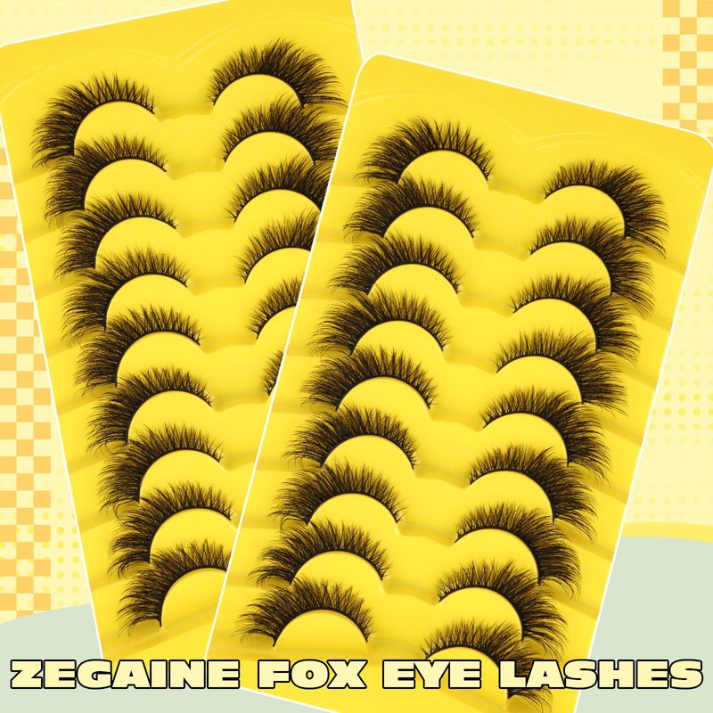Natural Lashes Cat Eye False Eyelashes Wispy Mink Lashes that Look Like Extensions Fox Eye Lashes 9 Pairs by Zegaine