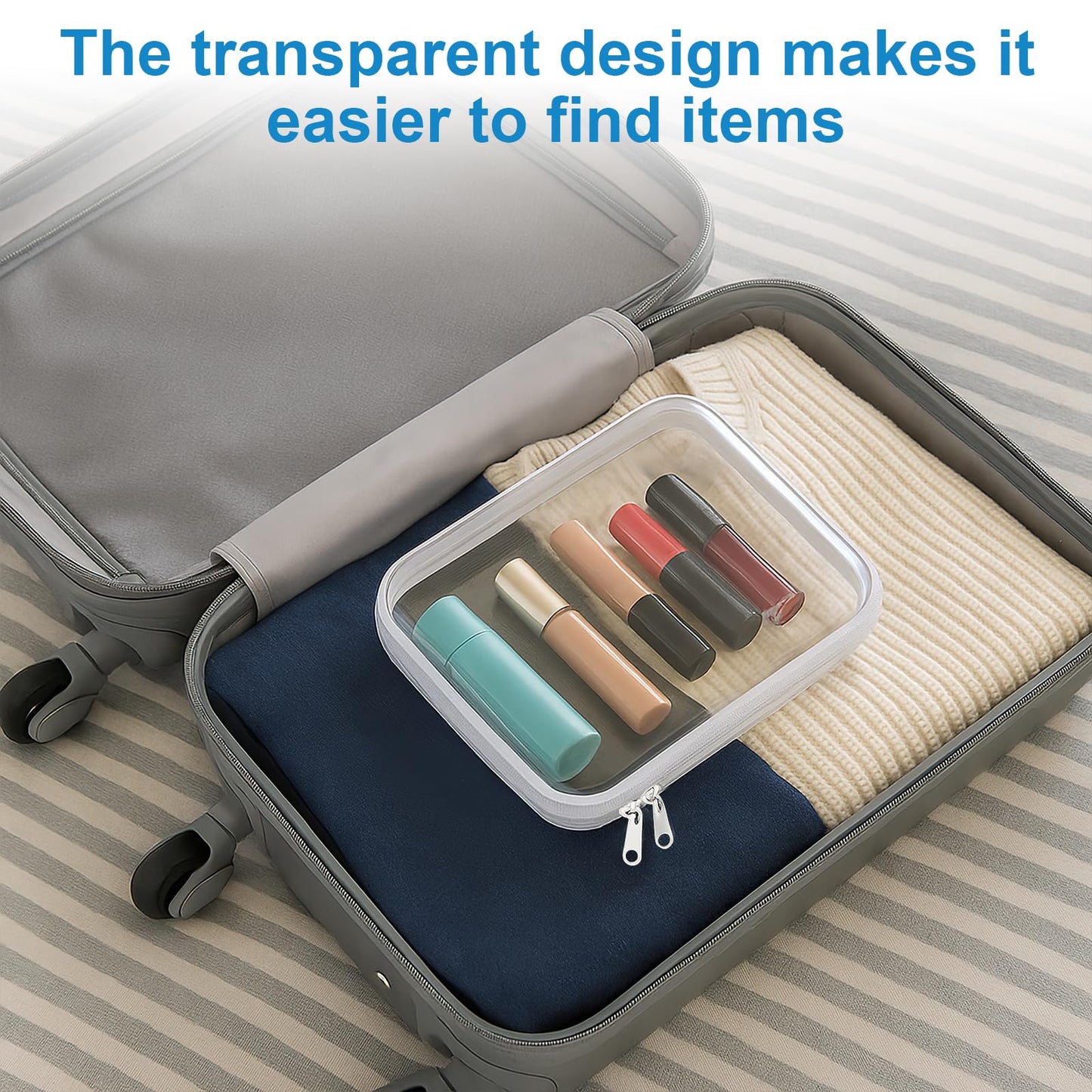 6 pcs Clear Hard Shell Zipper Case, Travel Makeup & Toiletry Organizer, Zippered Toy Storage, Pencil Case, Toy Storage Box, Hard Plastic Cosmetic Bag for Storage ,Travel Transparent Zipper Storage Box