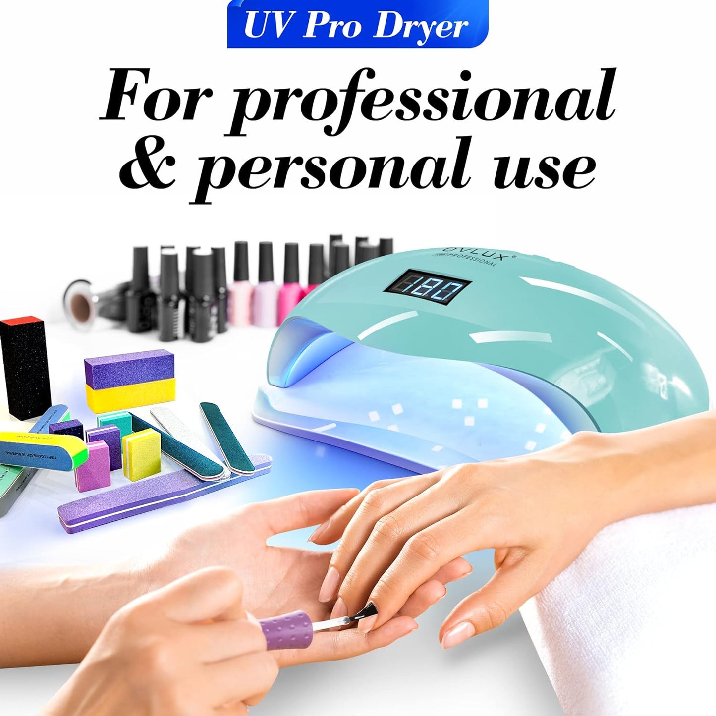 OVLUX 180W UV LED Nail Lamp - Fast Gel Polish Dryer with Auto Sensor & LCD Display | Tiffany Color